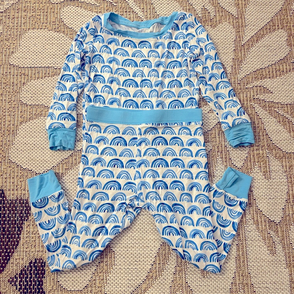 Little Sleepies Blue Rainbows long-sleeve pjs